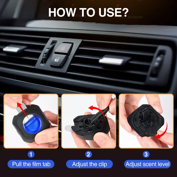3 Clips Car Ocean Scent Car Air Freshener Car Vent Clip, Long Lasting, 4ml Per Unit Safe Materials Easy To Use, Refresh Anytime