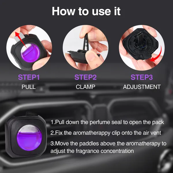 6 Clips Car Lavender Scent Car Air Freshener Car Vent Clip, Long Lasting, 4ml Per Unit Safe Materials Easy To Use, Refresh Anytime