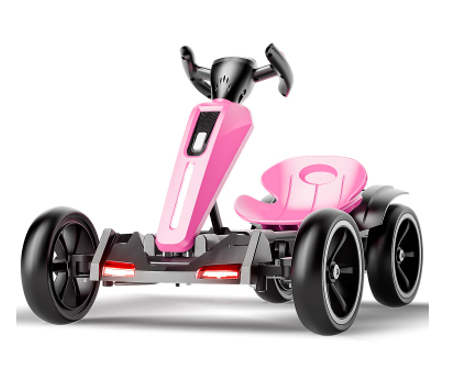 12V Electric Kids Pedal Go Kart, Folder Go Kart, Outdoor Ride On Toy With Adjustable Seat, 4 Non-Slip EVA Wheels For Boys And Girls For Age 3-6 Years Old MAGENTA