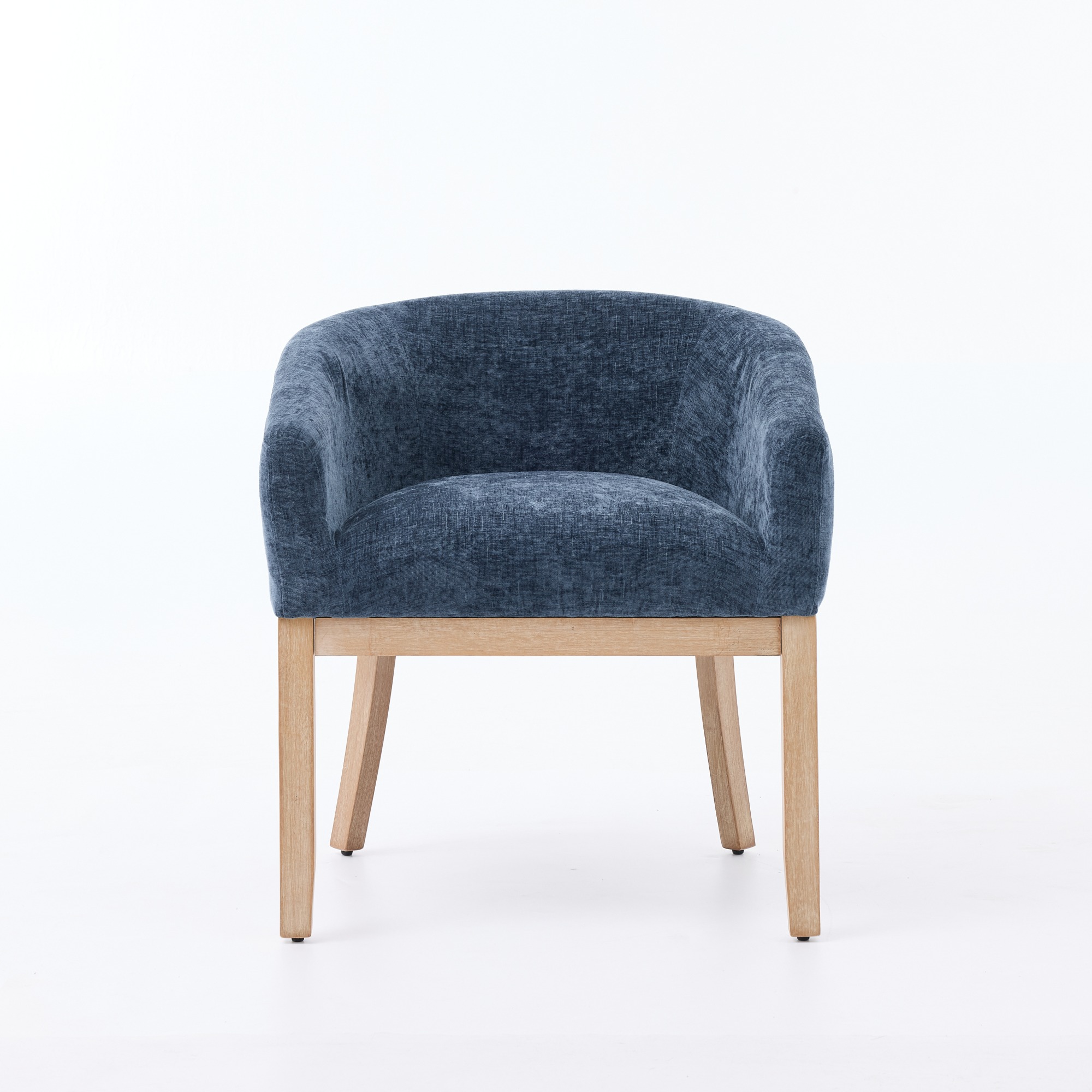 Mid Century Modern Upholstered Barrel Dining Chairs With Arms,Farmhouse Linen Kitchen & Dining Room Chairs With Natural Hardwood Frame, 19 W Accent Chairs For Living Room,Single Pack,Blue