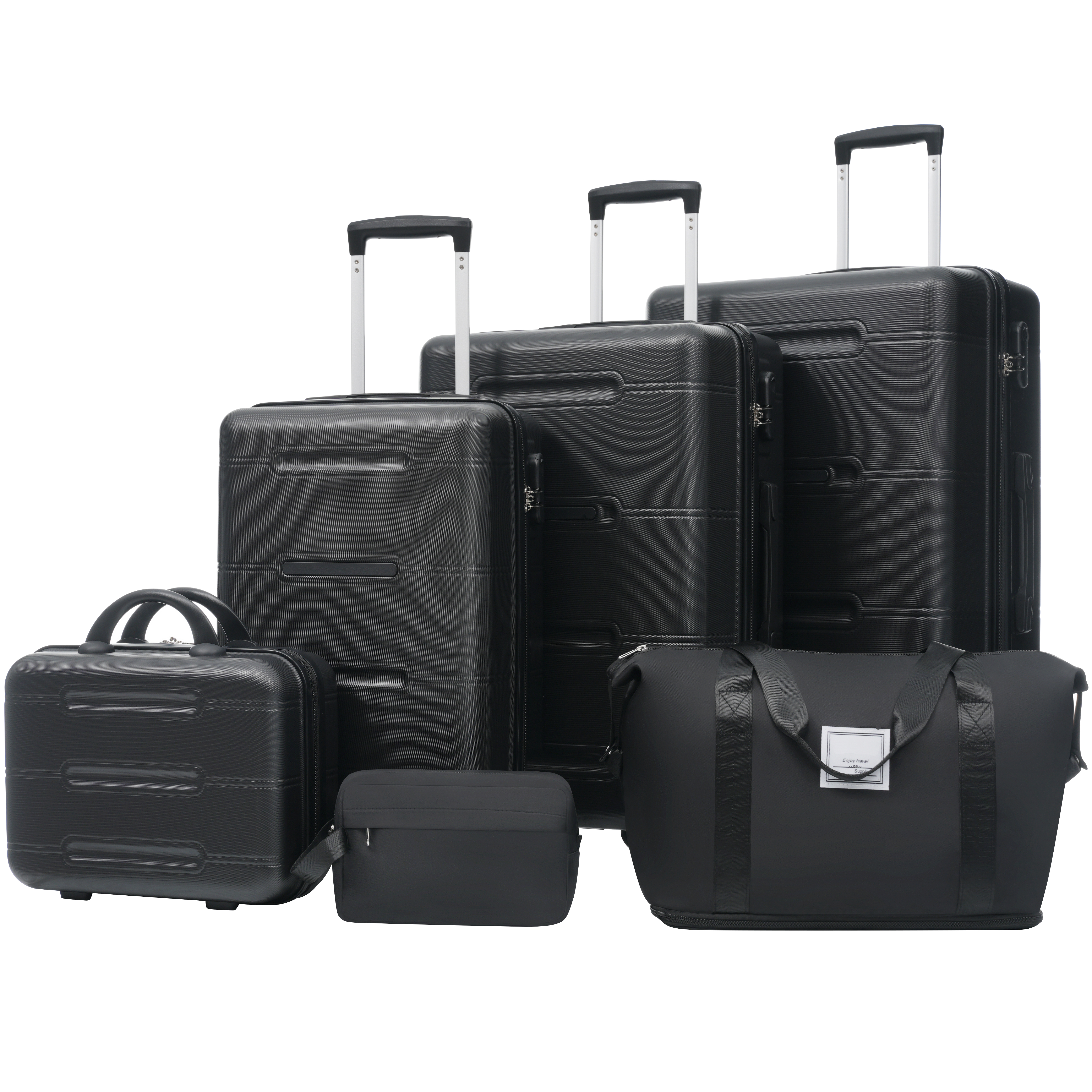 6 Piece Luggage Set,Lightweight Hardshell Suitcase With Double Spinner Wheels Handle Password Lock,14 IN Cosmetic Case 20-24-28 IN Luggages With Duffel Bag And Toiletry Bag_voghion.com