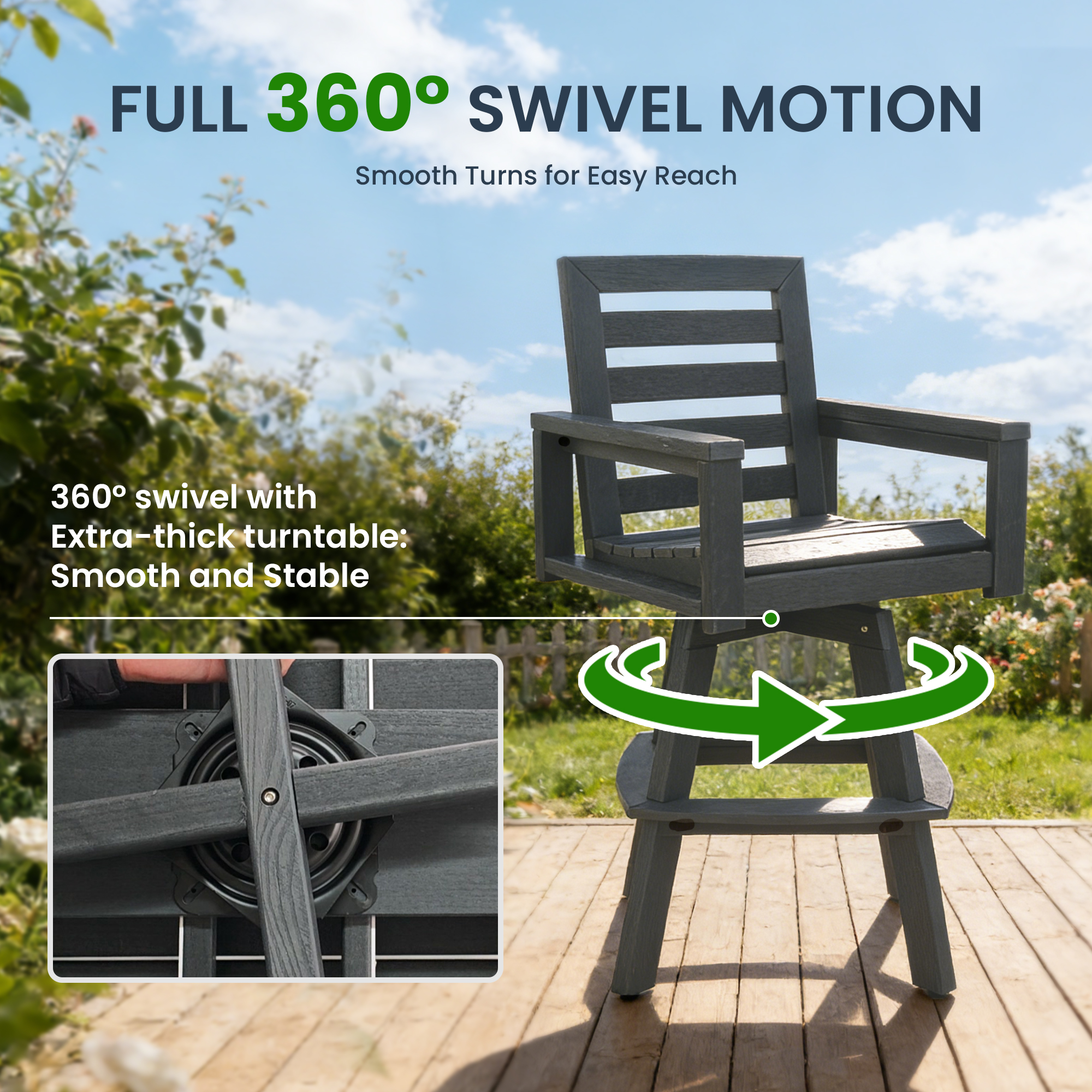 HDPE Outdoor Swivel Bar Stool, picture 2 of 4