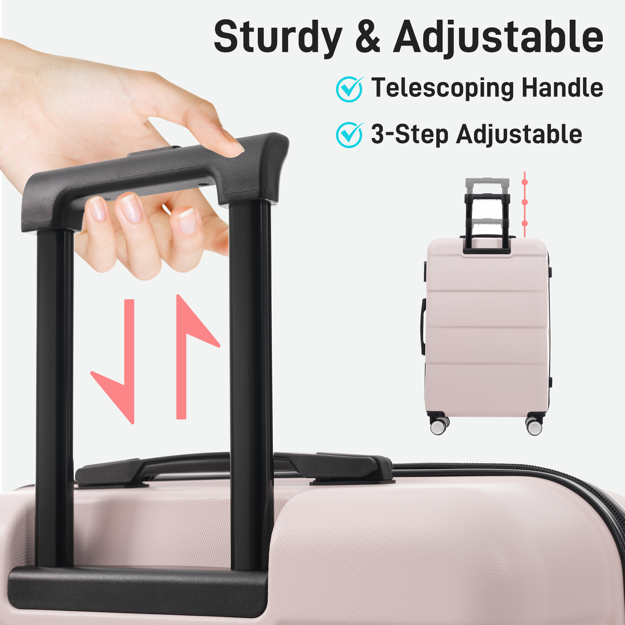 Hardshell Luggage Sets 3 Piece Double Spinner Wheels Suitcase With Handle Password Lock, Lightweight 20-24-28 Luggages — foto 3