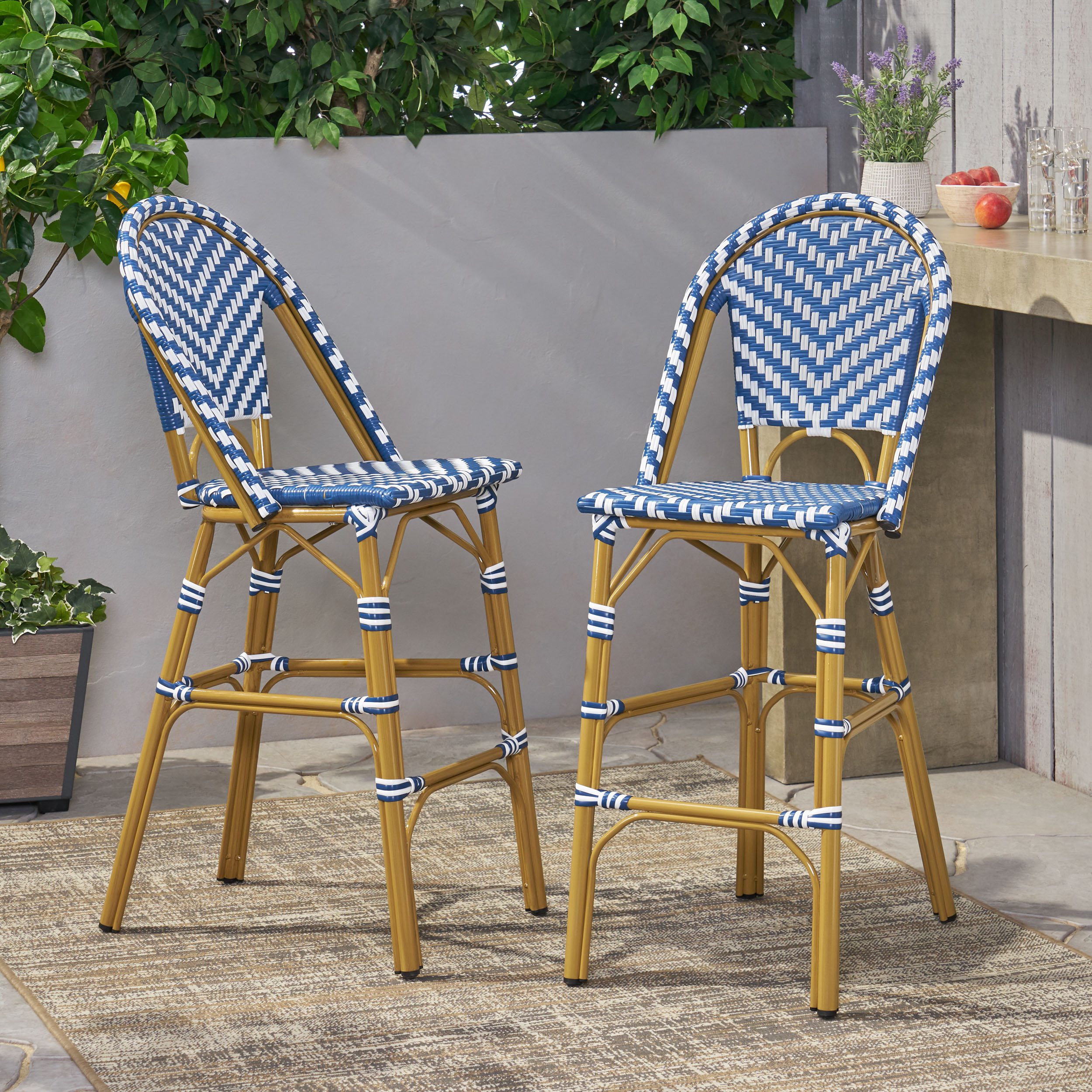 PE Rattan Outdoor Barstool Set, picture 2 of 4