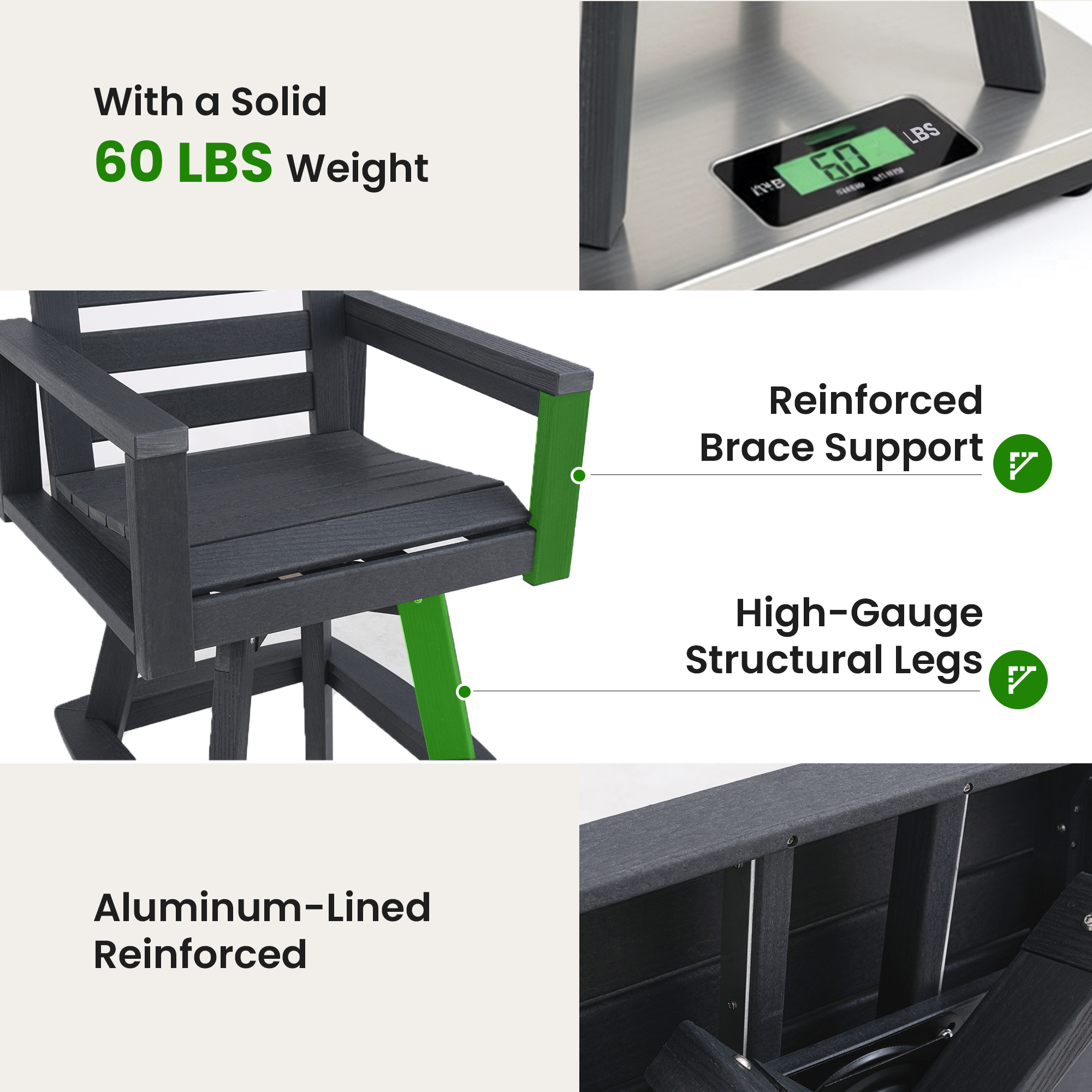 HDPE Outdoor Swivel Bar Stool, picture 4 of 4