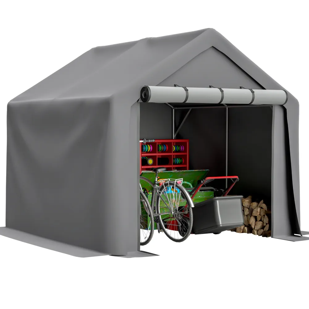 8x8 FT Multi-Purpose Outdoor Shelter  Waterproof & UV-Resistant With Roll-Up Doors
