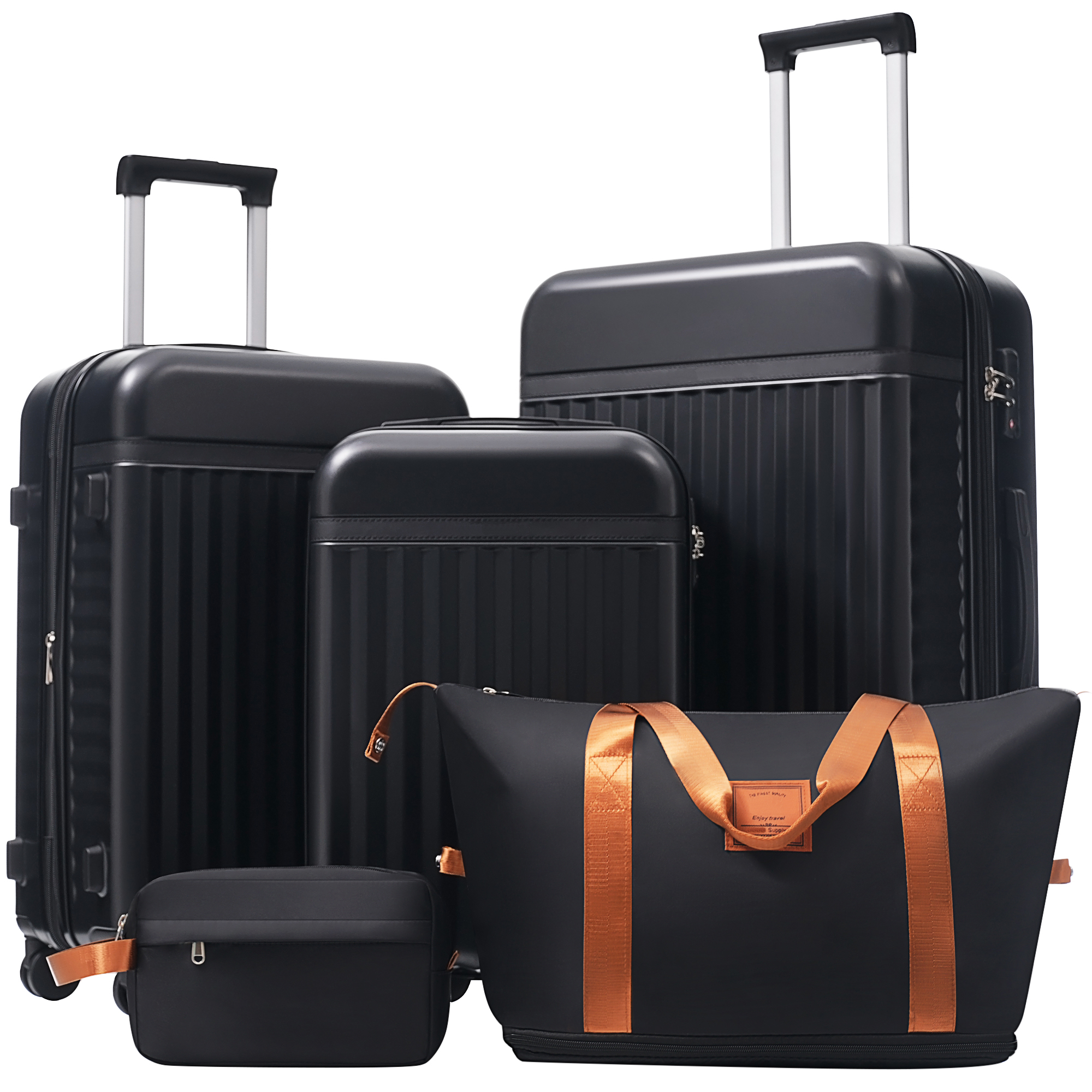 Luggage Set 5 Piece, Hardside Carry On Suitcase , Expandable Luggage With Travel Bags Spinner Wheels TSA Lock