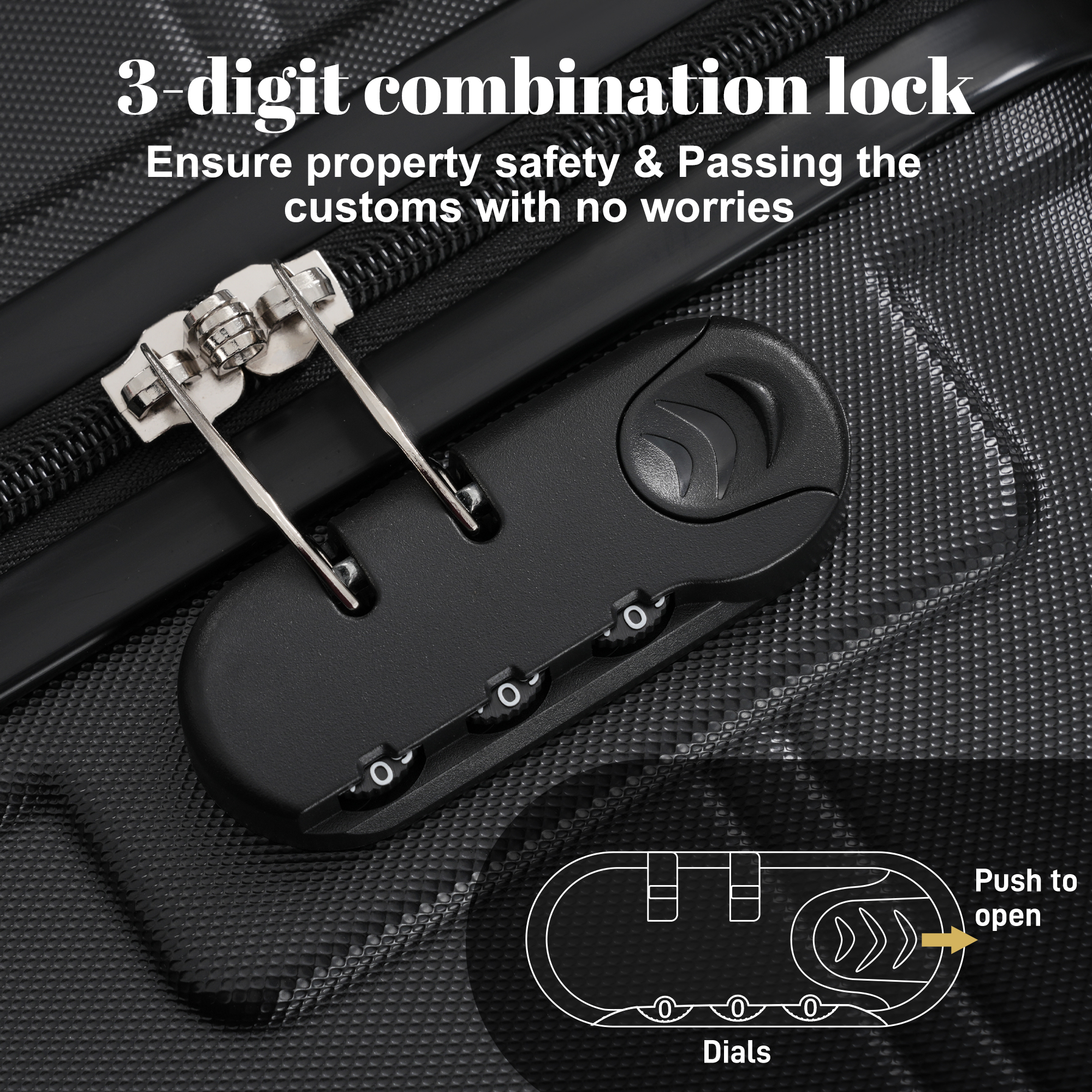 Luggage Set 6 Piece Lightweight Hardshell Suitcase Spinner Wheels_voghion.com