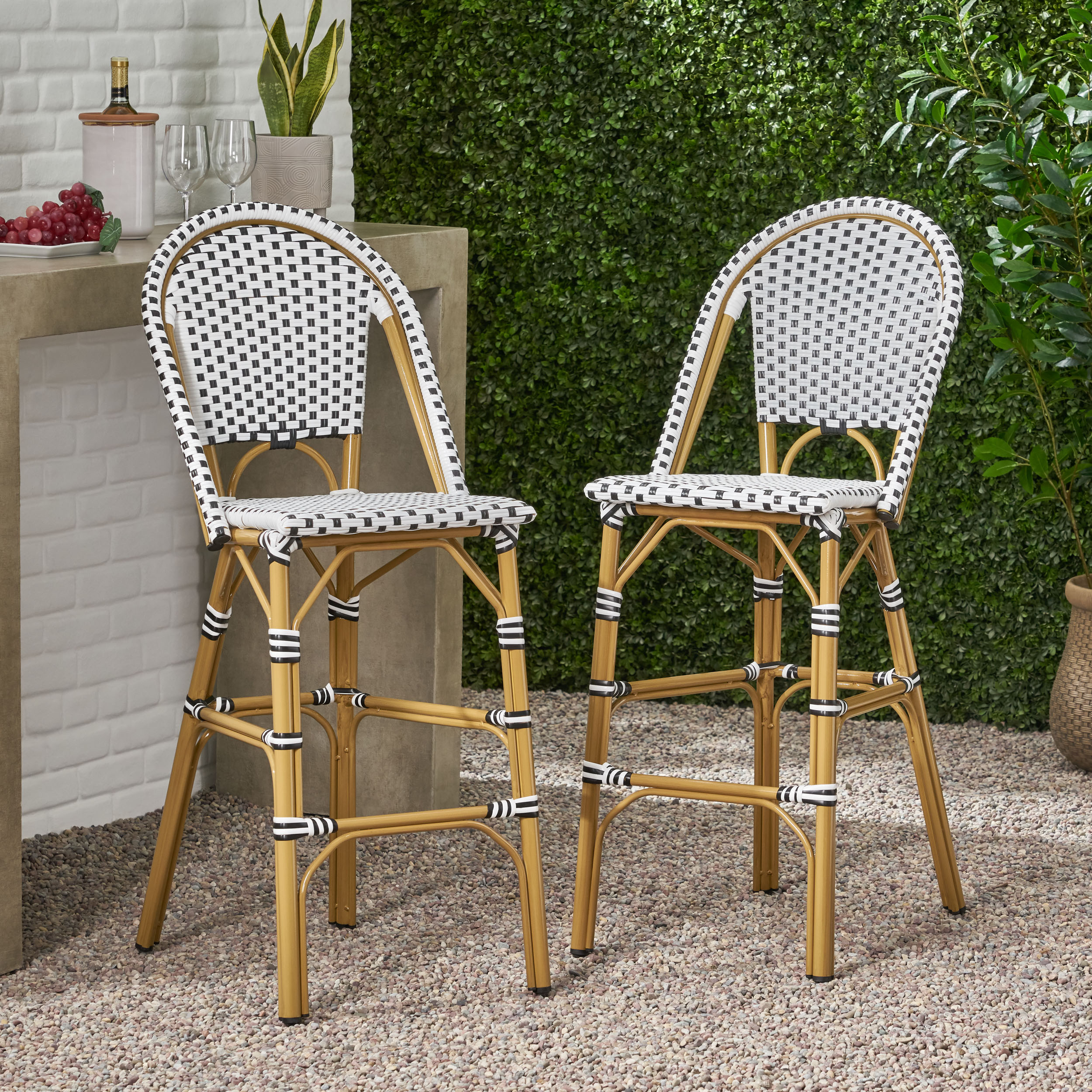 PE Rattan Outdoor Barstool Set, picture 2 of 4