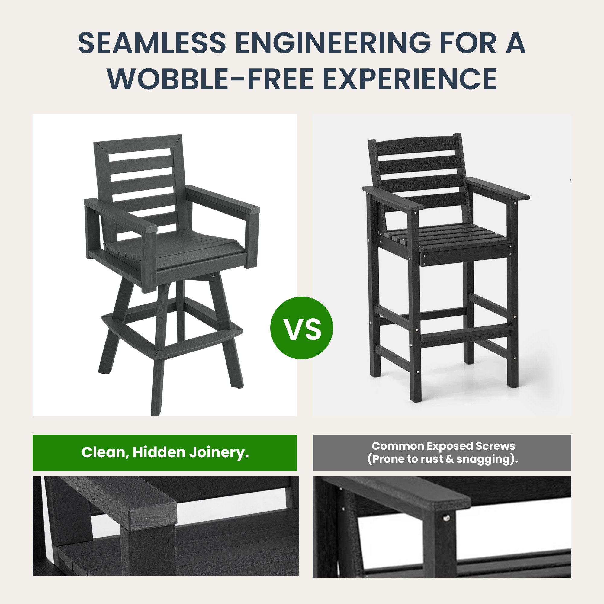 HDPE Outdoor Swivel Bar Stool, picture 3 of 4