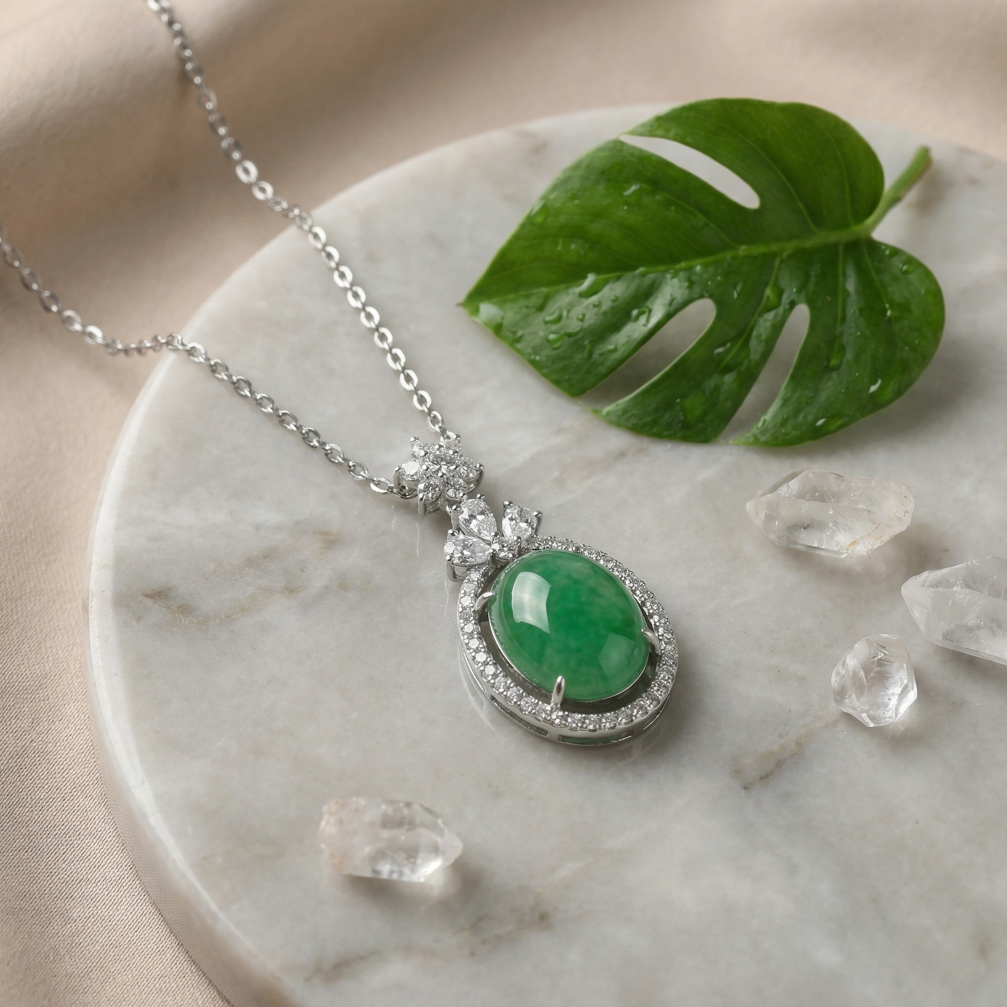 Sterling Silver Jade Pendant Necklace, picture 3 of 3
