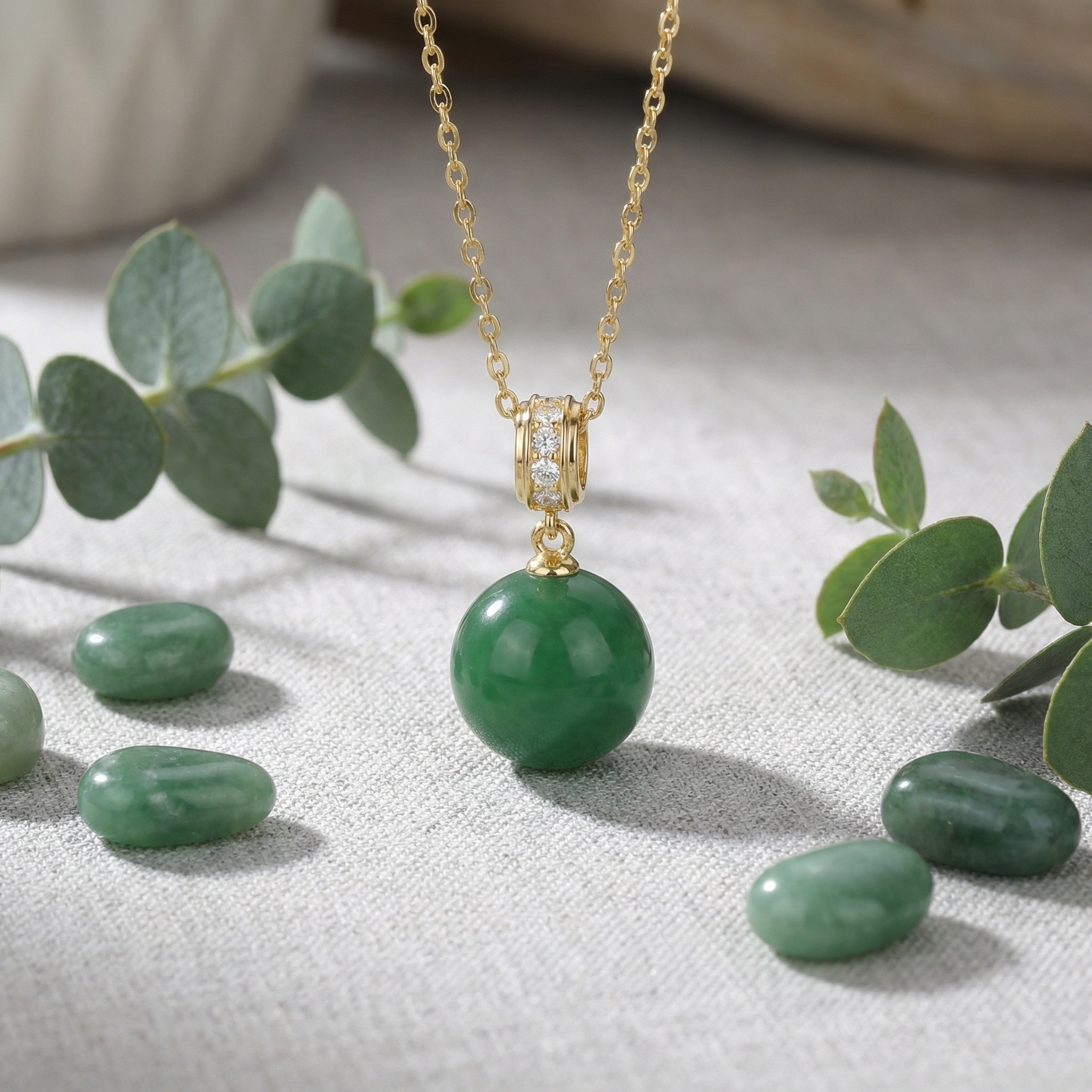 Sterling Silver Jade Pendant Necklace, picture 3 of 3