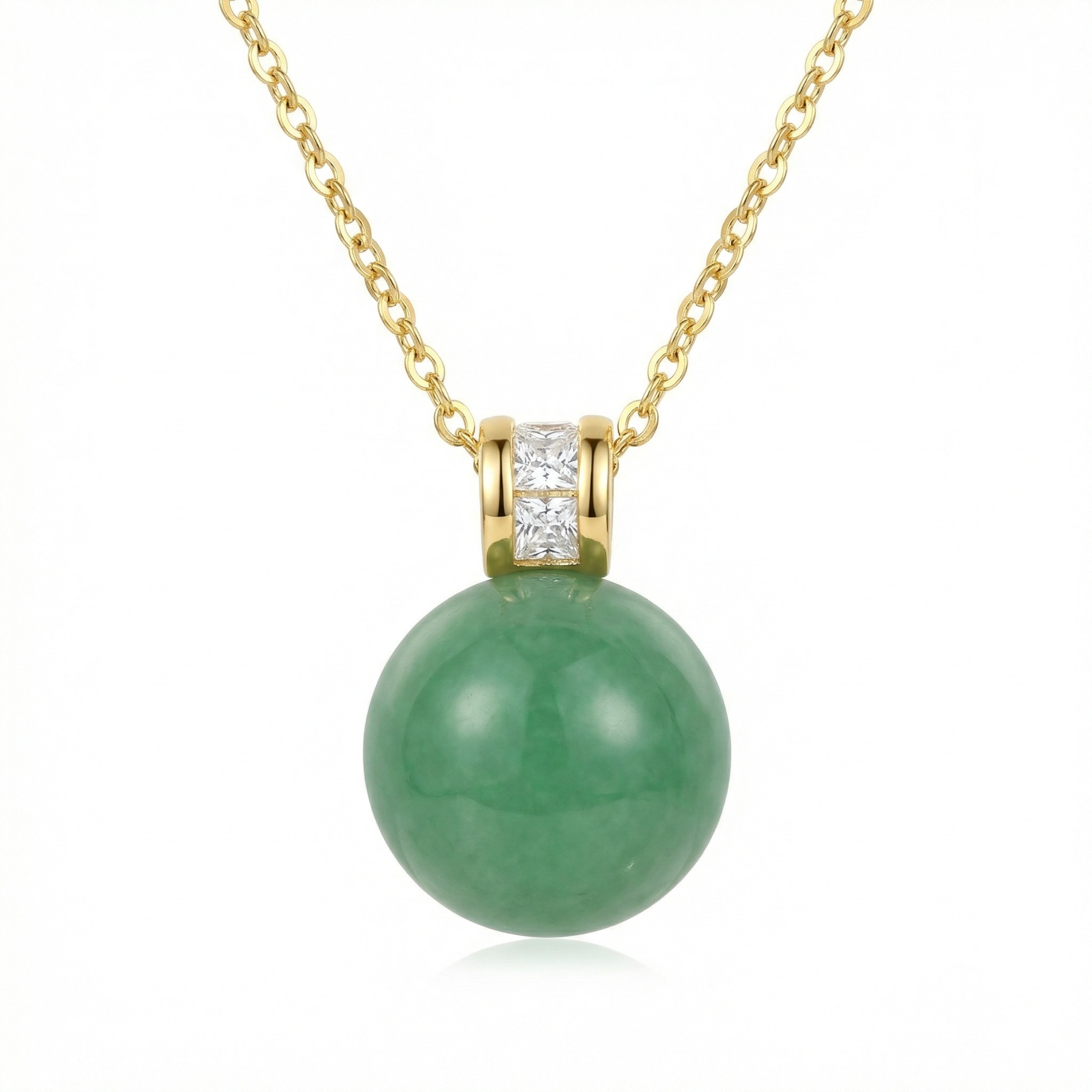 Sterling Silver Jade Sphere Pendant Necklace