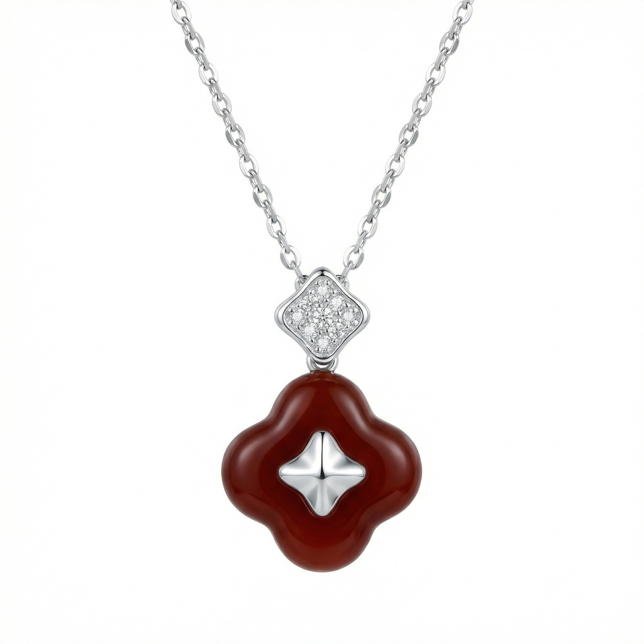 Sterling Silver Red Agate Necklace