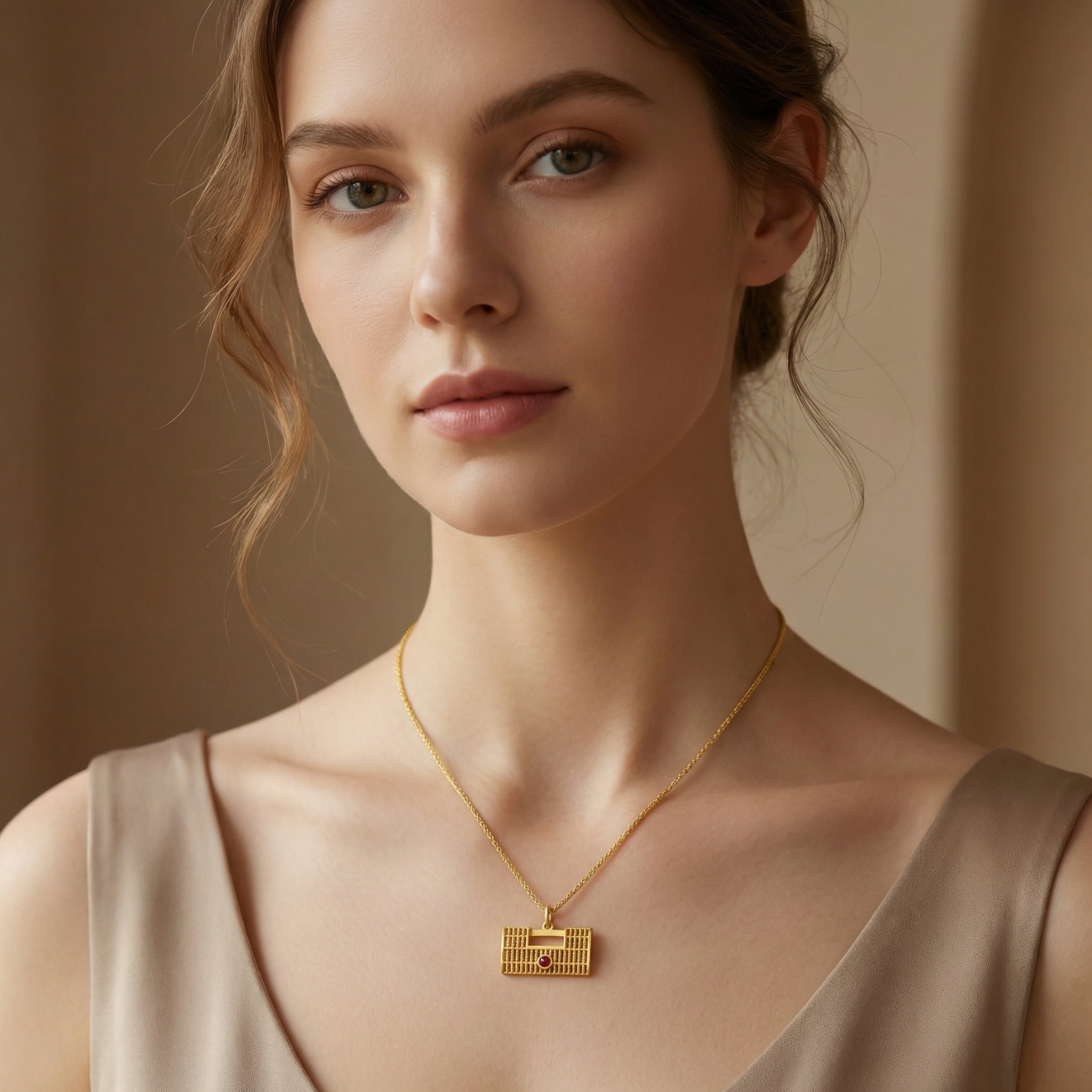 925 Sterling Silver Elegant Rectangular Filigree Pendant Necklace Featuring a Deep Red Agate Centerpiece