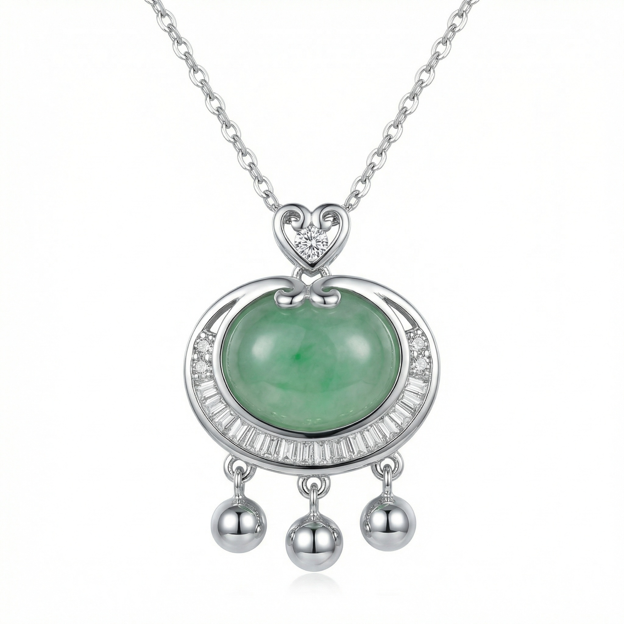 Sterling Silver Jade Pendant Necklace