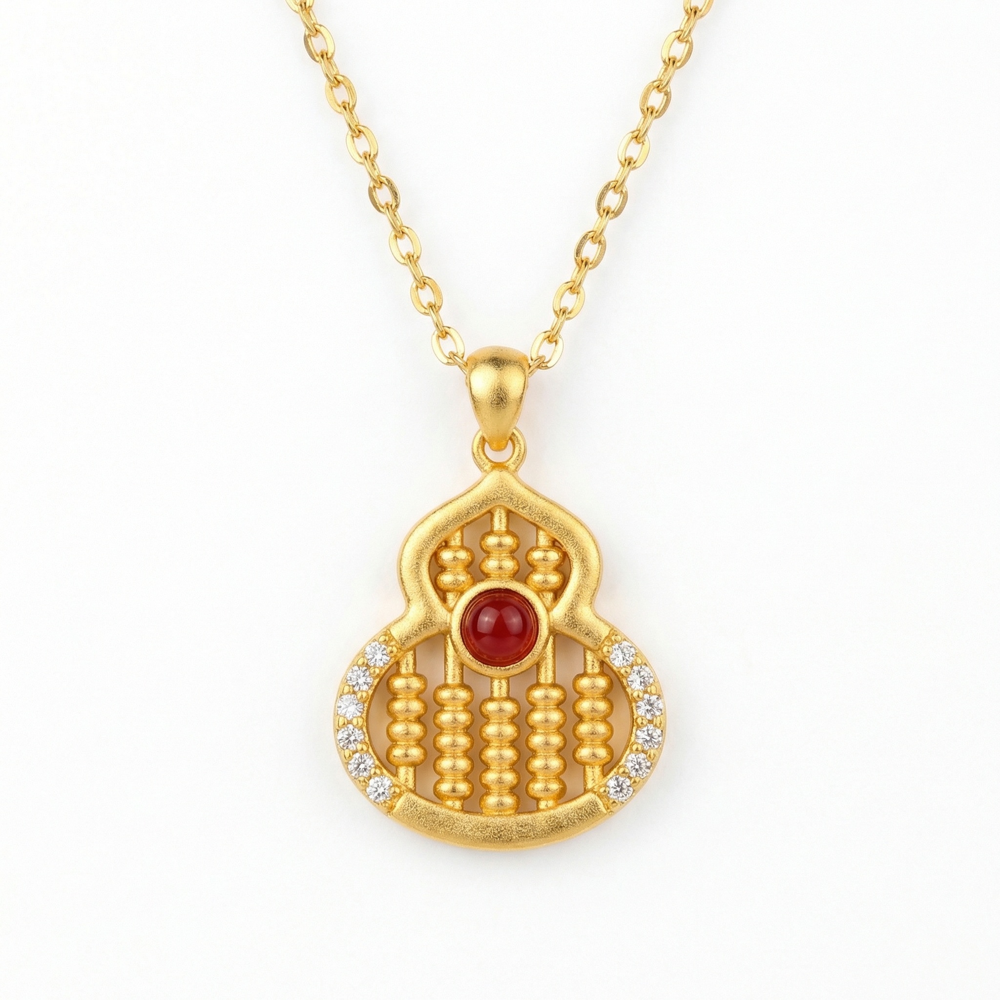 Gourd-Shaped Abacus Pendant Necklace