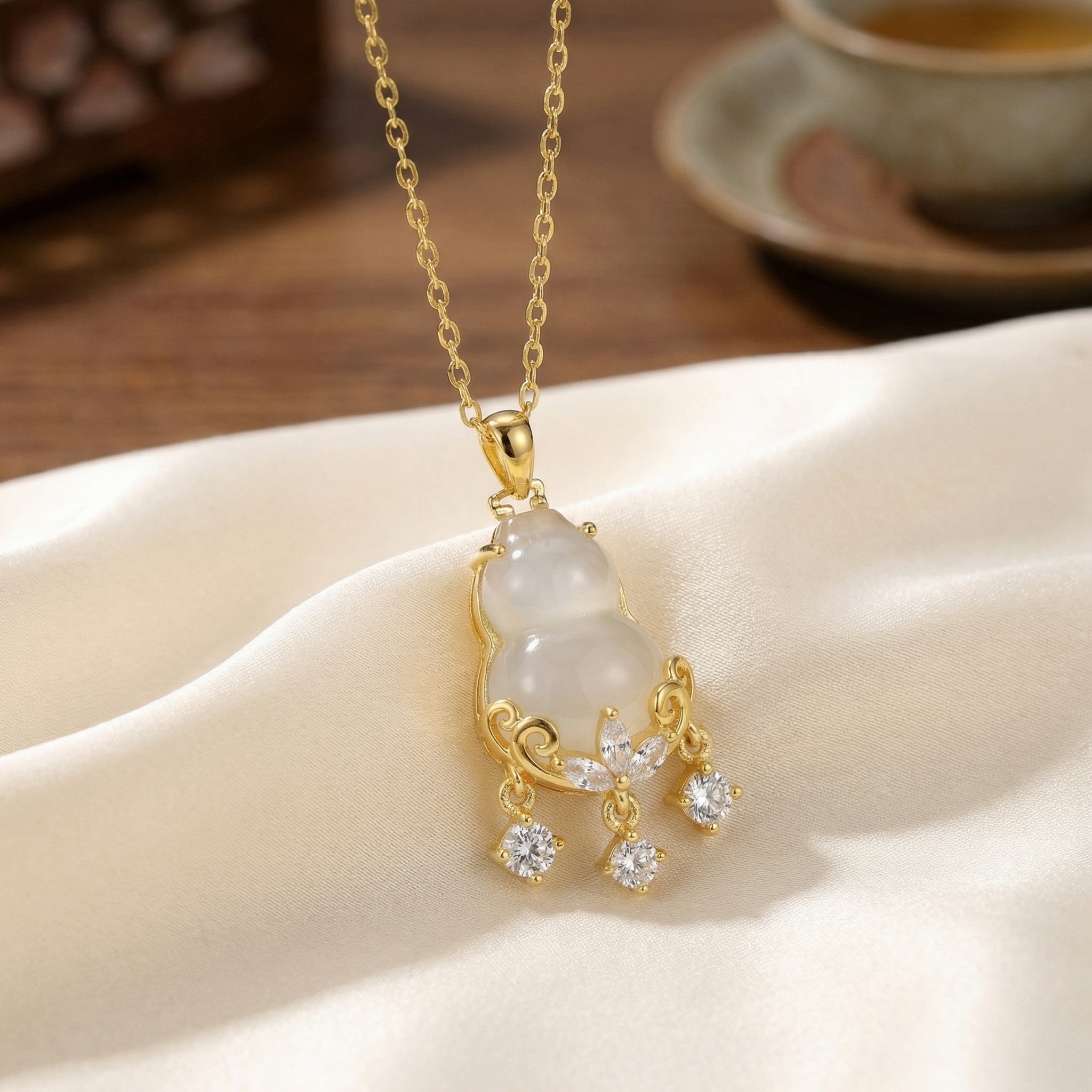 Sterling Silver Chalcedony Pendant Necklace, picture 3 of 3
