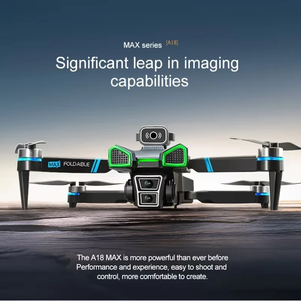 A18 MAX Drone] High-definition Electrically Adjustable Dual Cameras, Equipped With A 4.5-inch Screen, Obstacle Avoidance Function, 360-degree Roll, Foldable Design, Dual Batteries | Brushless Motor, G