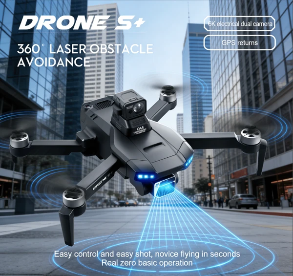 DRONE S+ 6K Electric Tuning Dual-Camera Drone With 360° Laser Obstacle Avoidance, GPS Automatic Return, Perfect Aerial Photography Tool For Beginners With Zero Threshold