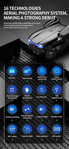 The E99 PRO Drone Is Equipped With A 4.91-inch Screen Controller, An SD Card, 2 Batteries, A Brushless Motor, Optical Flow Positioning, And Active Obstacle Avoidance Function. (Gray - 2 Batteries)