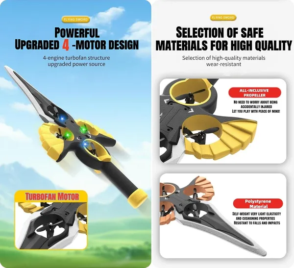 Feijian Remote-Controlled Glider - 2025 Remote-Controlled Feijian And 3-Speed Stunt Control (Controller Mode) Lightweight Remote-Controlled Aircraft, Suitable Gift For Teenagers And Adults (Gold)