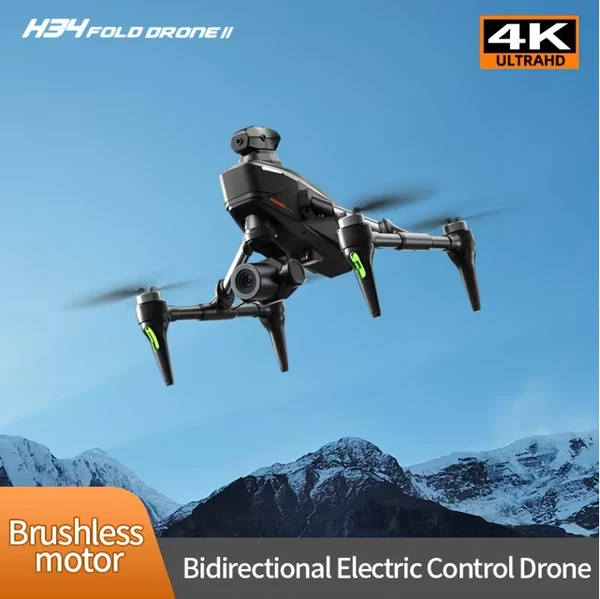2026 Model H34 High-definition Aerial Photography Drone (brushless Version) Electrically Adjustable Dual Lenses 360° Obstacle Avoidance System, Bidirectional Electric Stabilization Control System (2 E