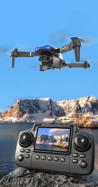 The E99 PRO Drone Is Equipped With A 4.91-inch Screen Controller, An SD Card, 2 Batteries, A Brushless Motor, Optical Flow Positioning, And Active Obstacle Avoidance Function. (Gray - 2 Batteries)