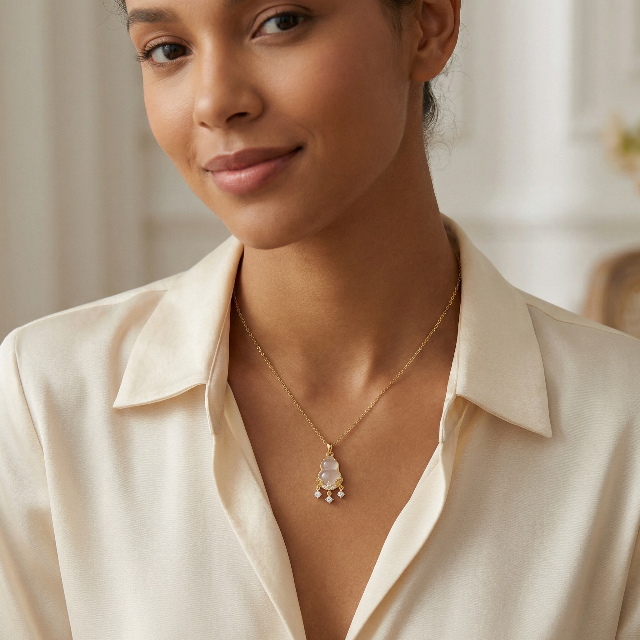 Sterling Silver Chalcedony Pendant Necklace, picture 2 of 3