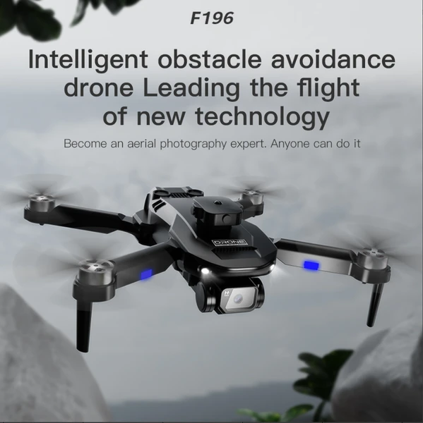 F196 Beginner-Friendly FPV Drone With Dual Cameras & Obstacle Avoidance - 480P Video, Optical Flow Hover, WiFi App Control, Foldable Design, Dual Batteries, Storage Bag, Extra Parts & Remote Included