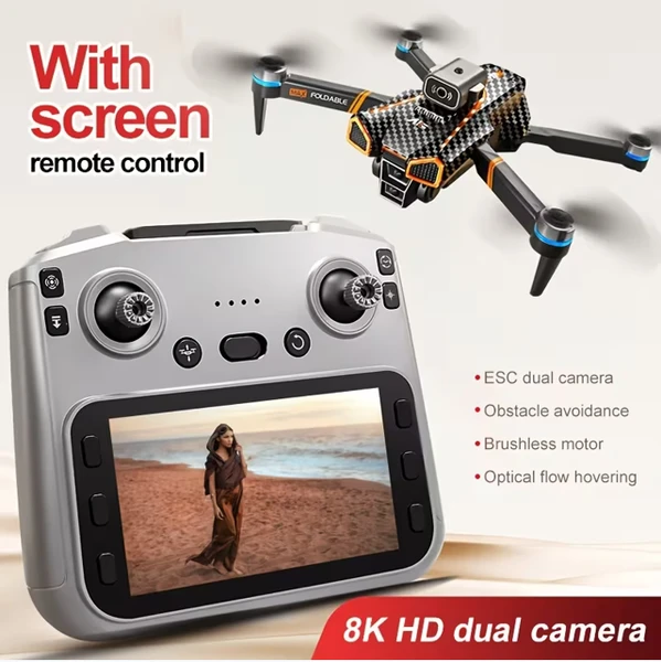 A18 MAX Drone] High-definition Electrically Adjustable Dual Cameras, Equipped With A 4.5-inch Screen, Obstacle Avoidance Function, 360-degree Roll, Foldable Design, Dual Batteries | Brushless Motor, G