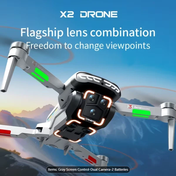 Smart Flight Aerial Photography X2 Drone | Dual Cameras, Brushless Motors, Stable Optical Flow Hovering, Dazzling Lights, Easy Operation, Easy For Beginners, Perfect As A Holiday Gift