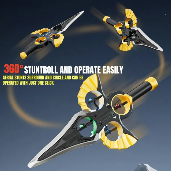 Feijian Remote-Controlled Glider - 2025 Remote-Controlled Feijian And 3-Speed Stunt Control (Controller Mode) Lightweight Remote-Controlled Aircraft, Suitable Gift For Teenagers And Adults (Gold)