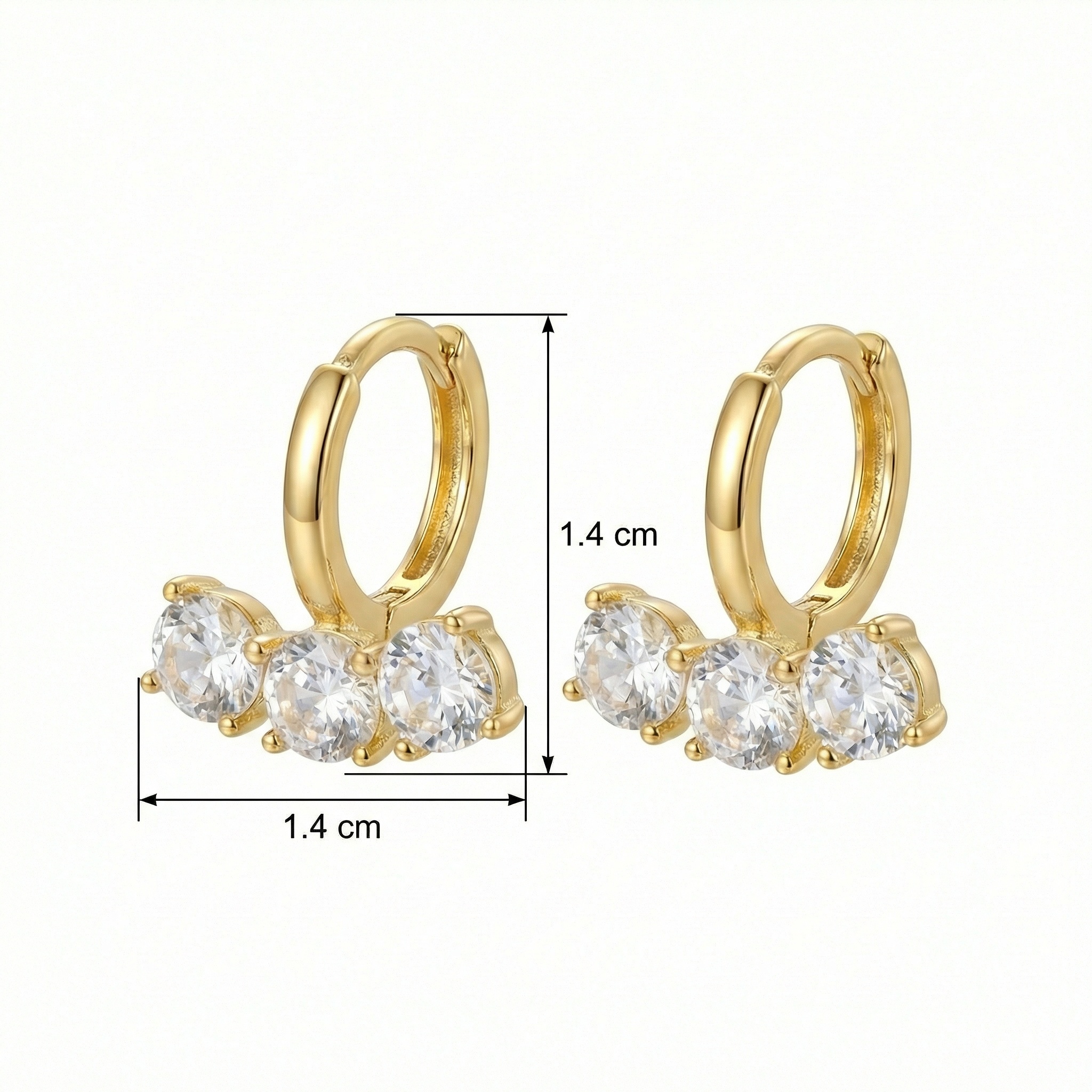 925 Sterling Silver Sparkling Triple Gemstone Charm Huggie Hoop Earrings for Women