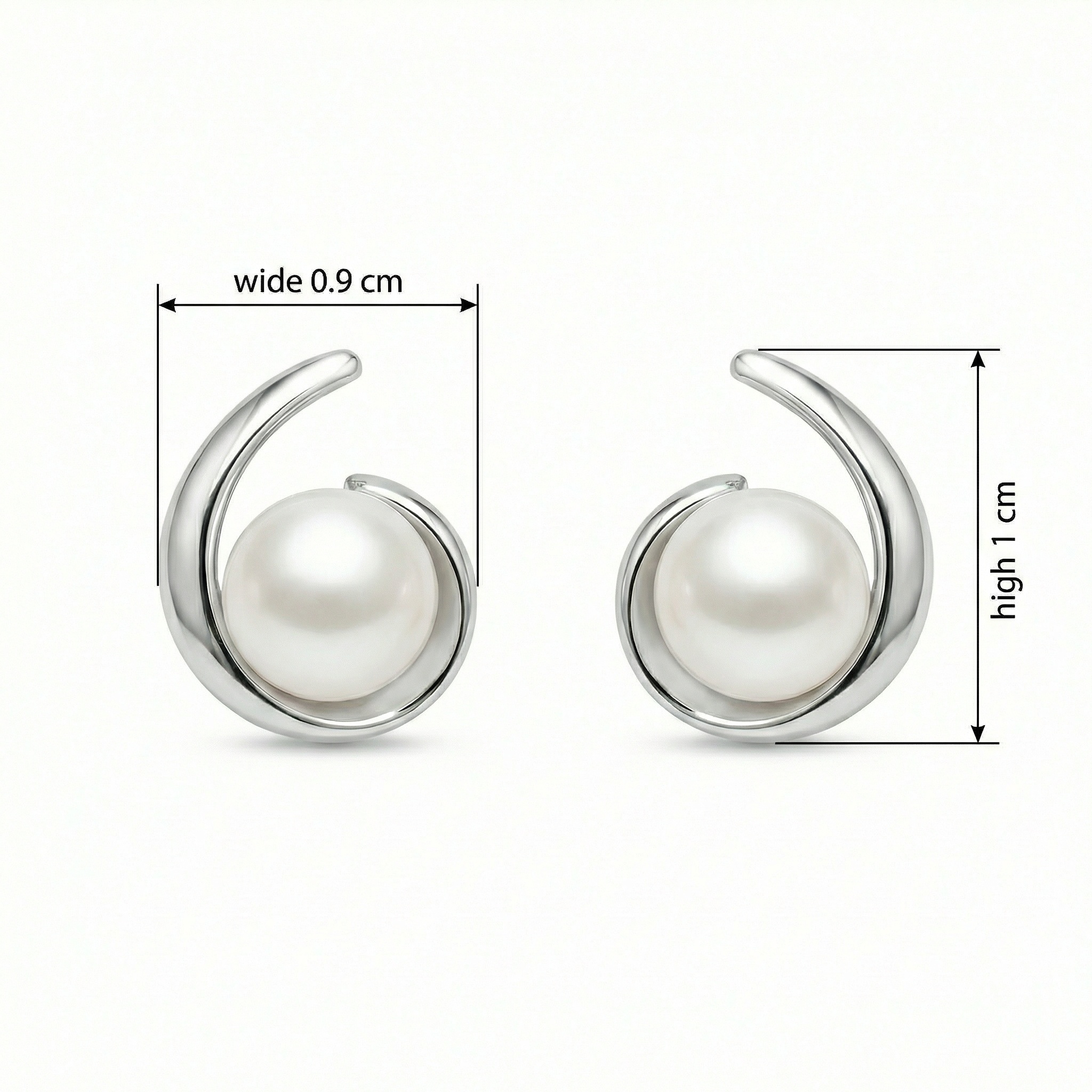 925 Sterling Silver Elegant Silver Swirl Pearl Stud Earrings in a Modern Minimalist Design - Image 1