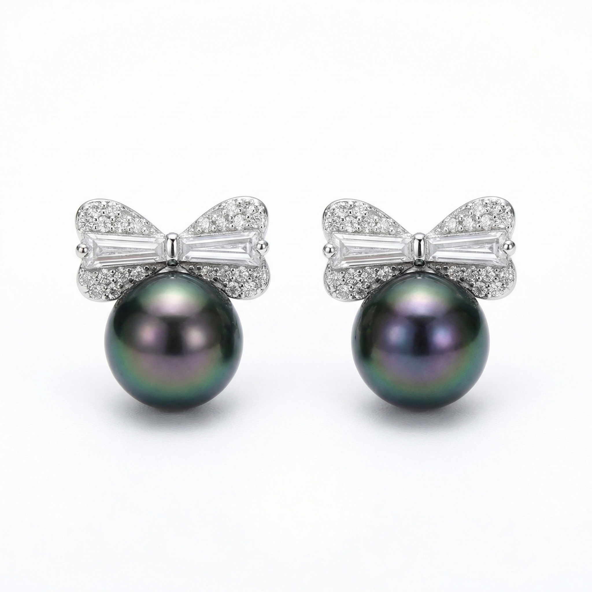 Tahitian Pearl Diamond Stud Earrings