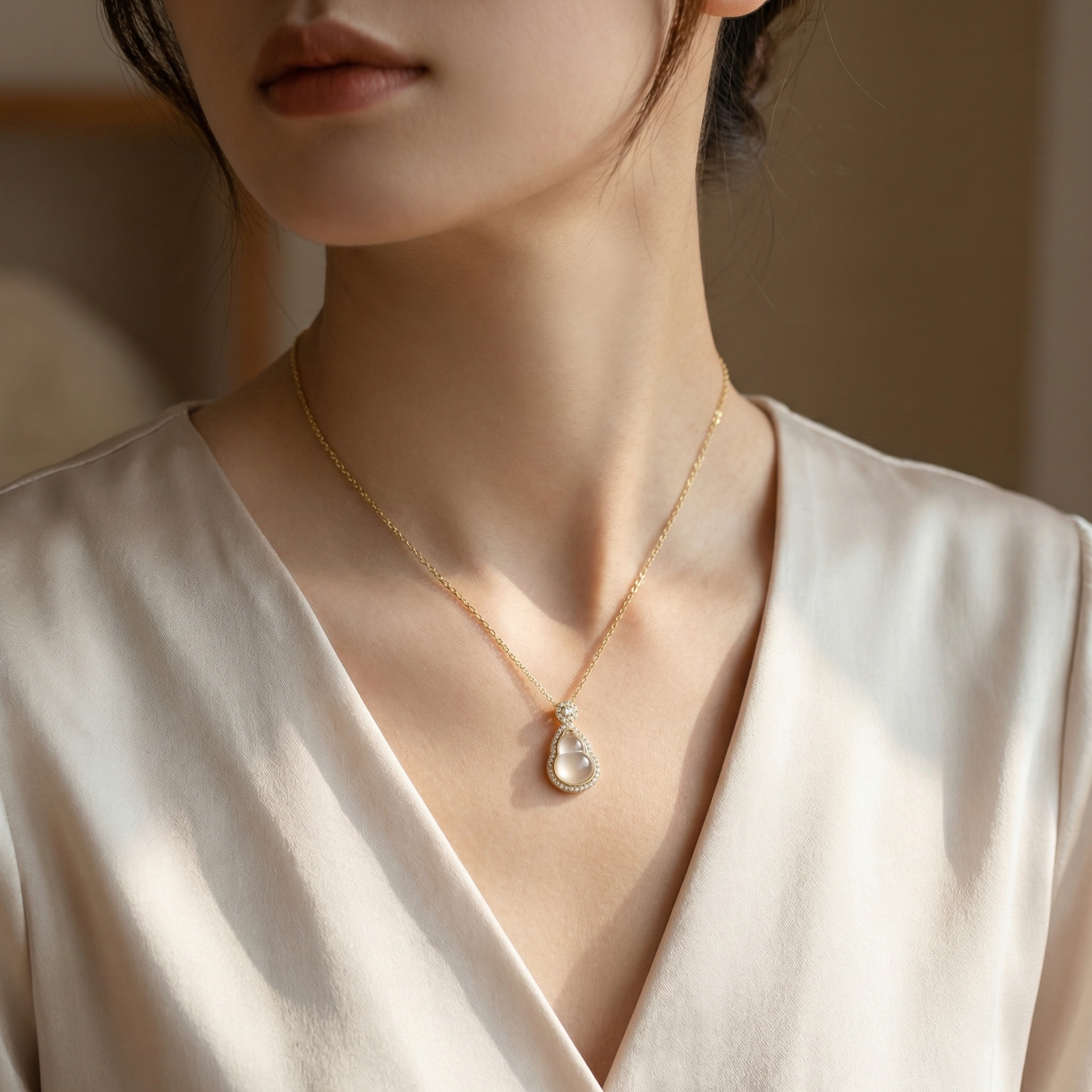Sterling Silver Gourd Pendant Necklace, picture 3 of 3