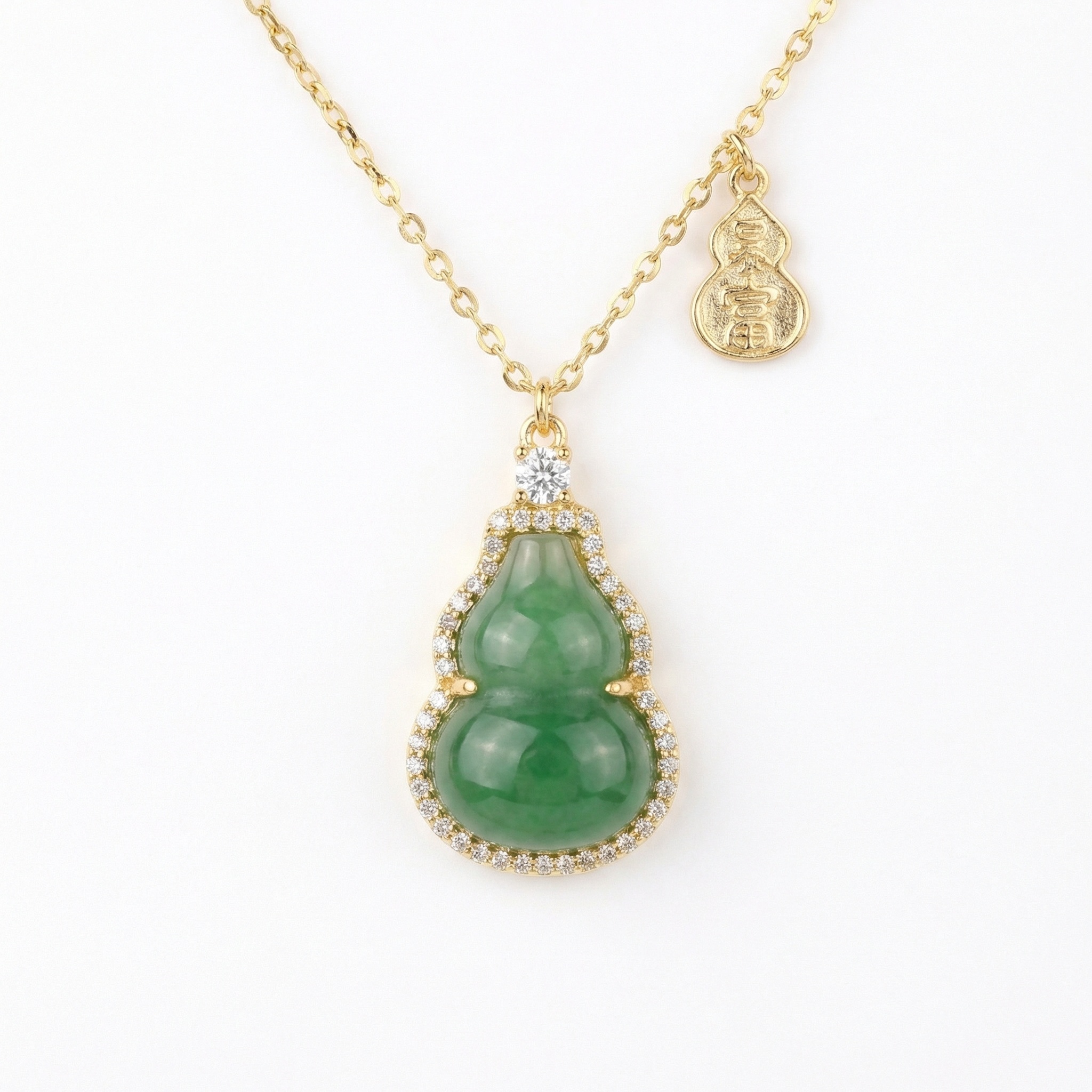 Sterling Silver Jadeite Gourd Necklace