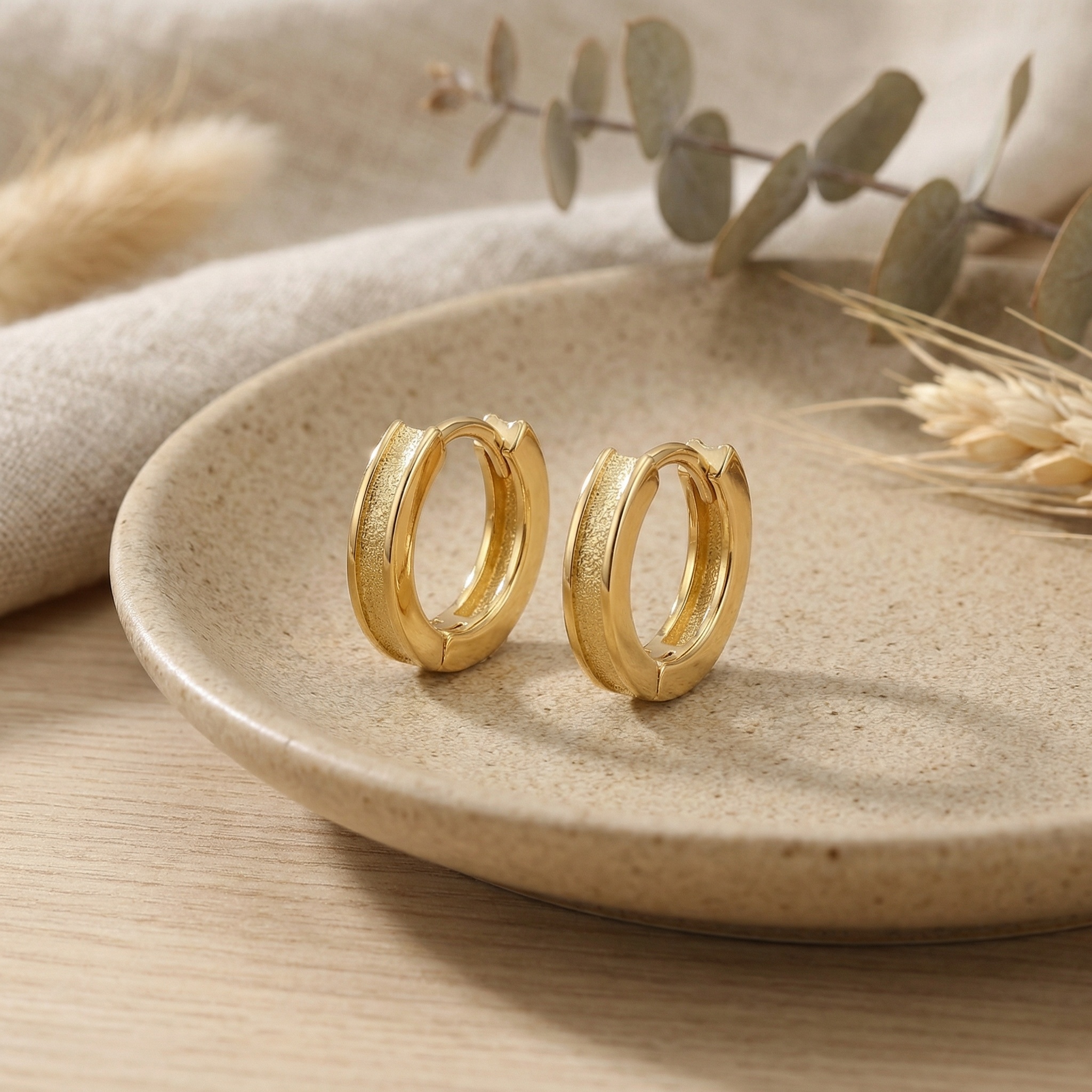 Sterling Silver Huggie Hoop Earrings, picture 2 of 3