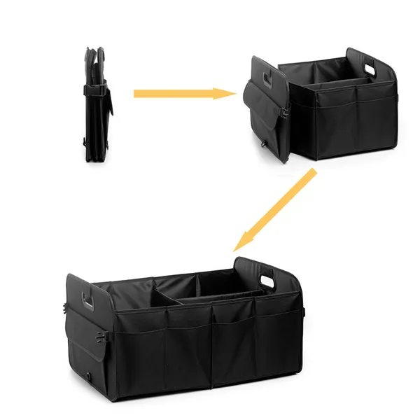 The Car Storage Box Is A Foldable Car Trunk Storage Box In Black