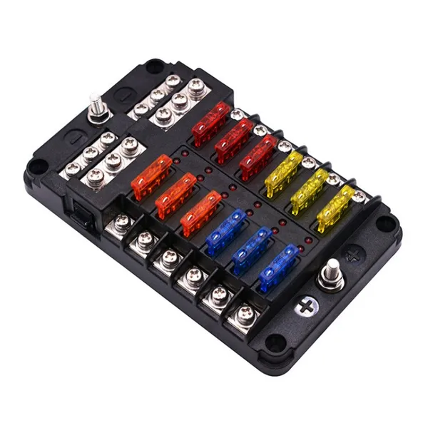 6/12 Way Fuse Box Holder With Blade Fuse Holder Block & Warning Indicator Car Boat Blade Fuse Box 12V 24V