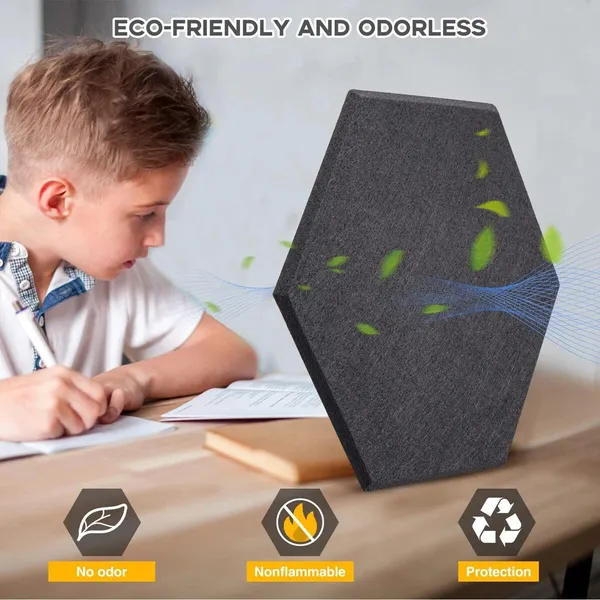 ألواح صوت سداسية 6 بوصات، ألواح صوتية سمك 9 مم من ألياف البوليستر (12 قطعة)