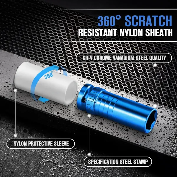 5pcs Set 1/2 Inch Wheel Hub Protection Sleeve, Anti-Scratch And Anti-Damage Detachable Sleeve, Impact Electric Pneumatic Wrench Sleeve, Protective Sleeve Design Effectively Prevents Tire Damage