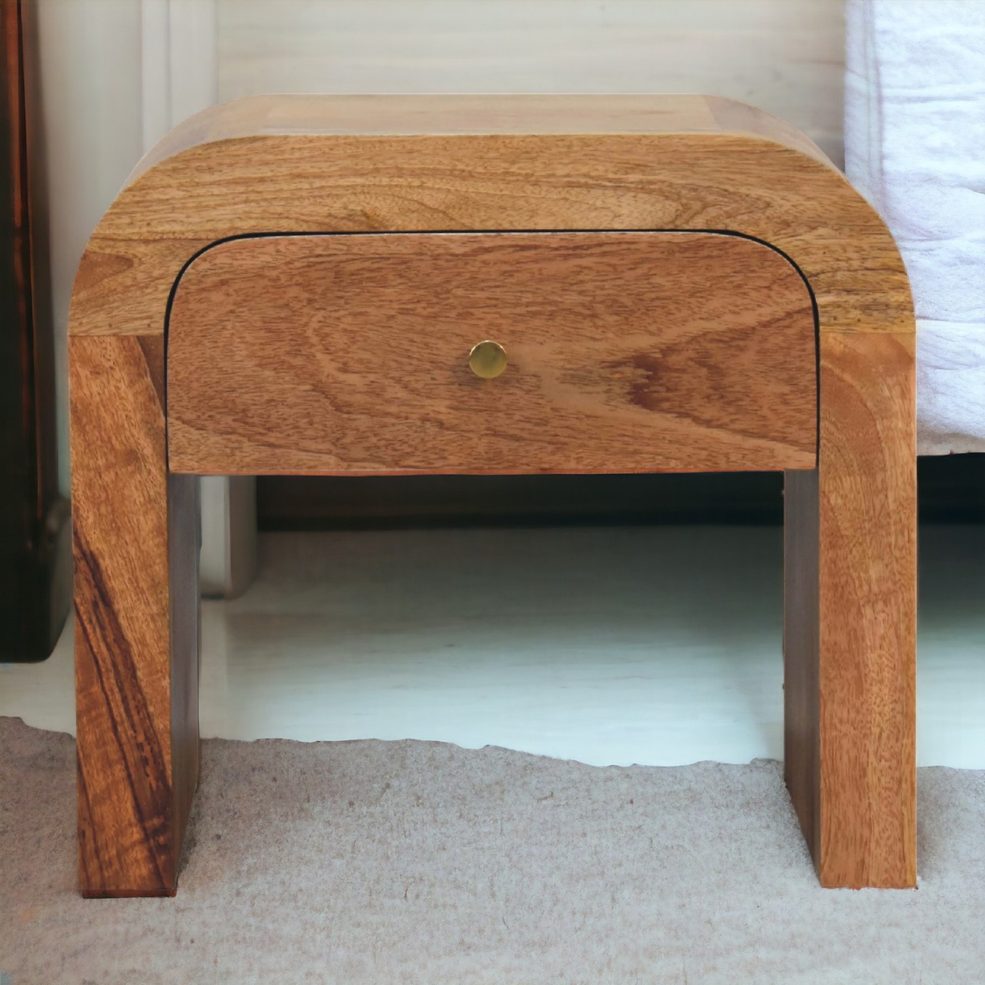 Solid Wood Darcy Bedside, 1 Drawer, Light Brown — image 4