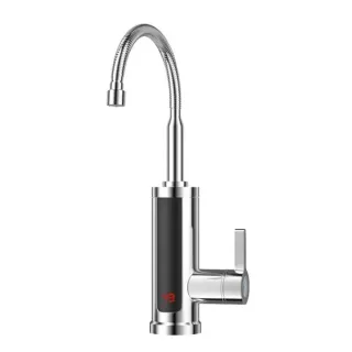 Instant Hot Water Faucet, 5s Rapid Heating Under Sink Electric Water Heater, Silver Vertical Design W/ 360° Swivel Spout For Kitchen & Bathroom, Energy Saving On-Demand Hot Water D