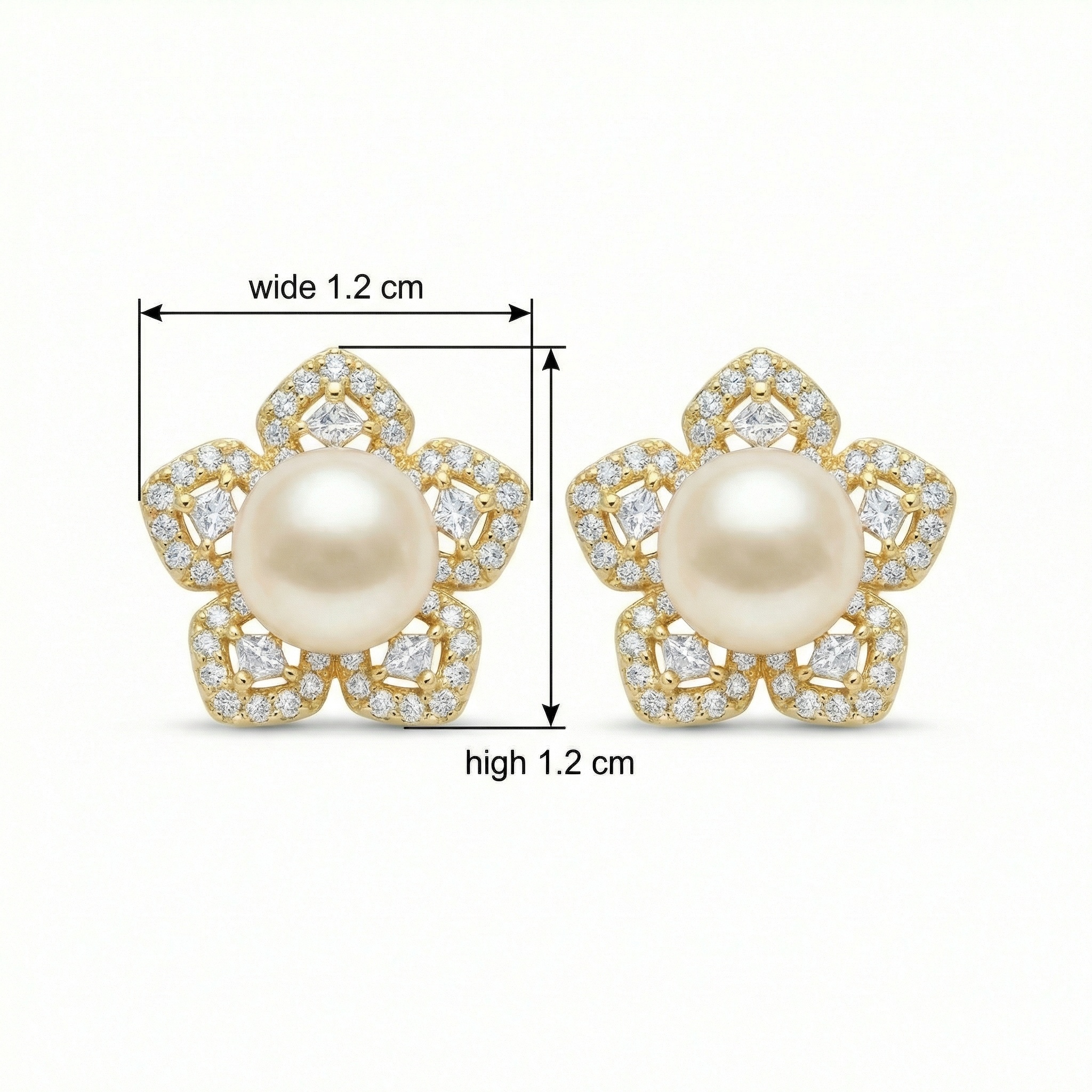 Sterling Silver Pearl Floral Stud Earrings, picture 4 of 4