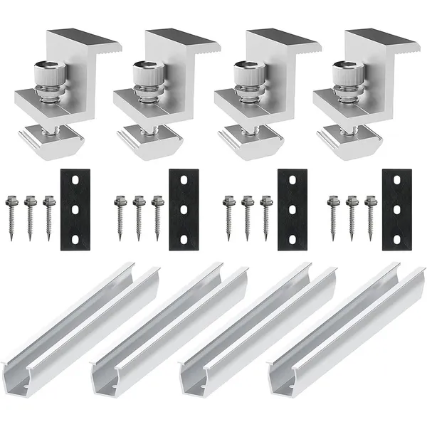 12/20cm U-shaped Guide Rail Black Middle Side Pressure Set Solar Panel Photovoltaic Accessory Pressure Block Mini Installation Guide Rail 20cm U-shaped Guide Rail