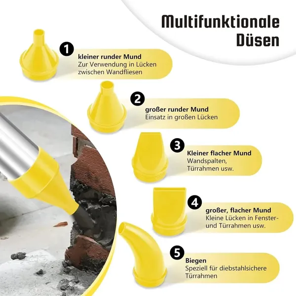 Heavy-Duty Stainless Steel Cement Caulking Gun With Pump System & 5 Nozzles - Heavy-Duty Mortar Sprayer Applicator For Grouting, /Stone/Concrete Repair, DIY & (Compatible With Cement, Plaster, Epoxy)