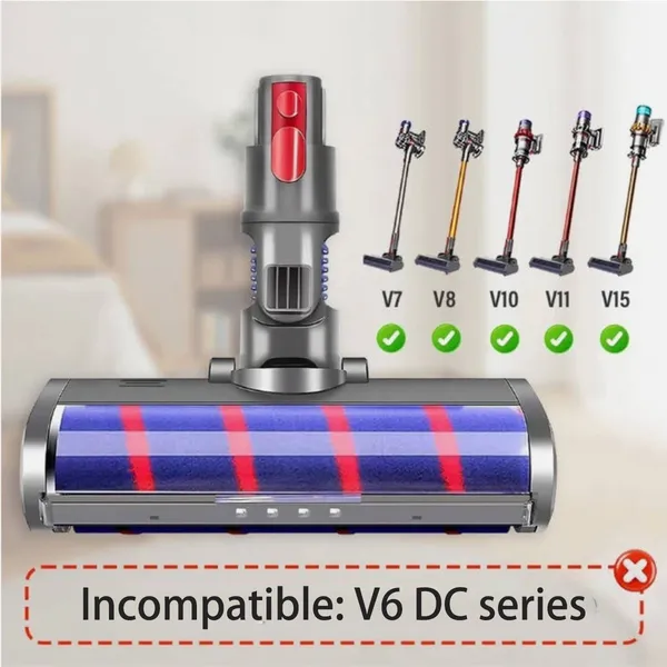 For V7 V8 V10 V11 V15 Vacuum Replacement Motorhead - Rotatable Soft Roller Brush Floor/ Attachment, For V15/V11/V10/V8/V7 Stick & Handheld Vacuums (No Power)