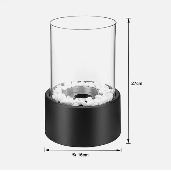 Bioethanol Cylindrical Fireplace Modern Tabletop Freestanding Decorative Fireplace Fire Column Made Of Stainless Steel And Glass Patio Fireplace For Balcony, Living Room
